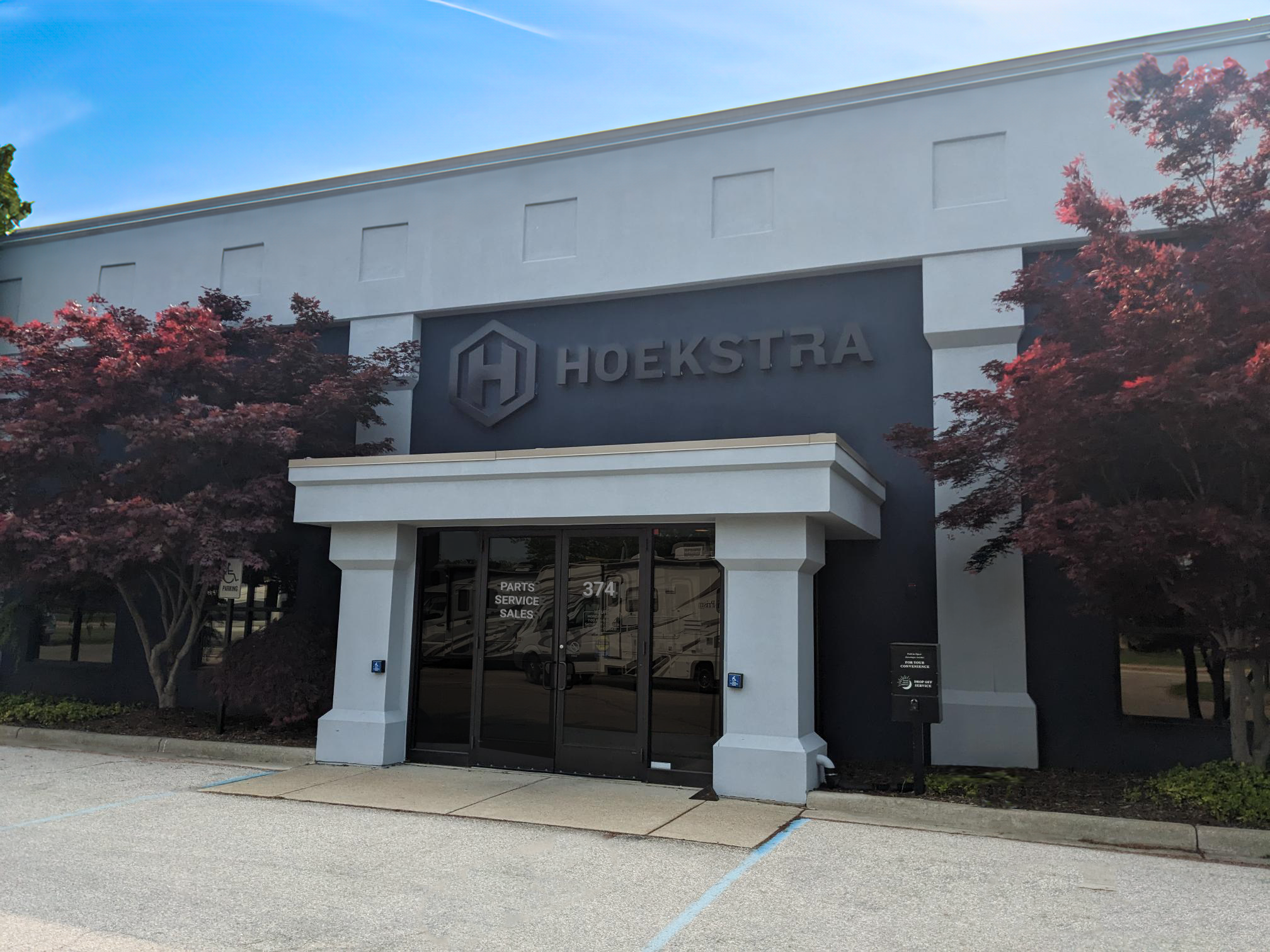 Exterior of Hoekstra Transportation building in Grand Rapids, Michigan.