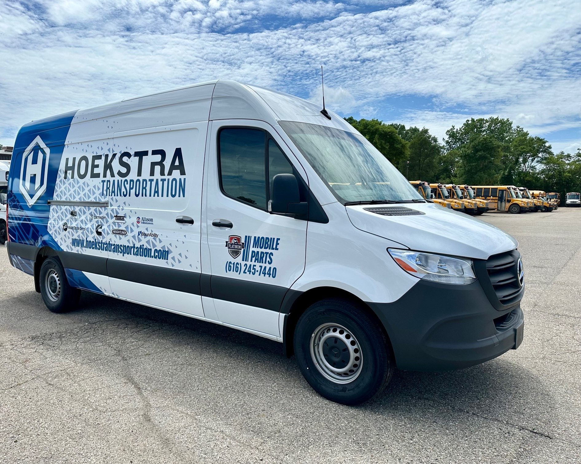 hoekstra transportation van in parking lot